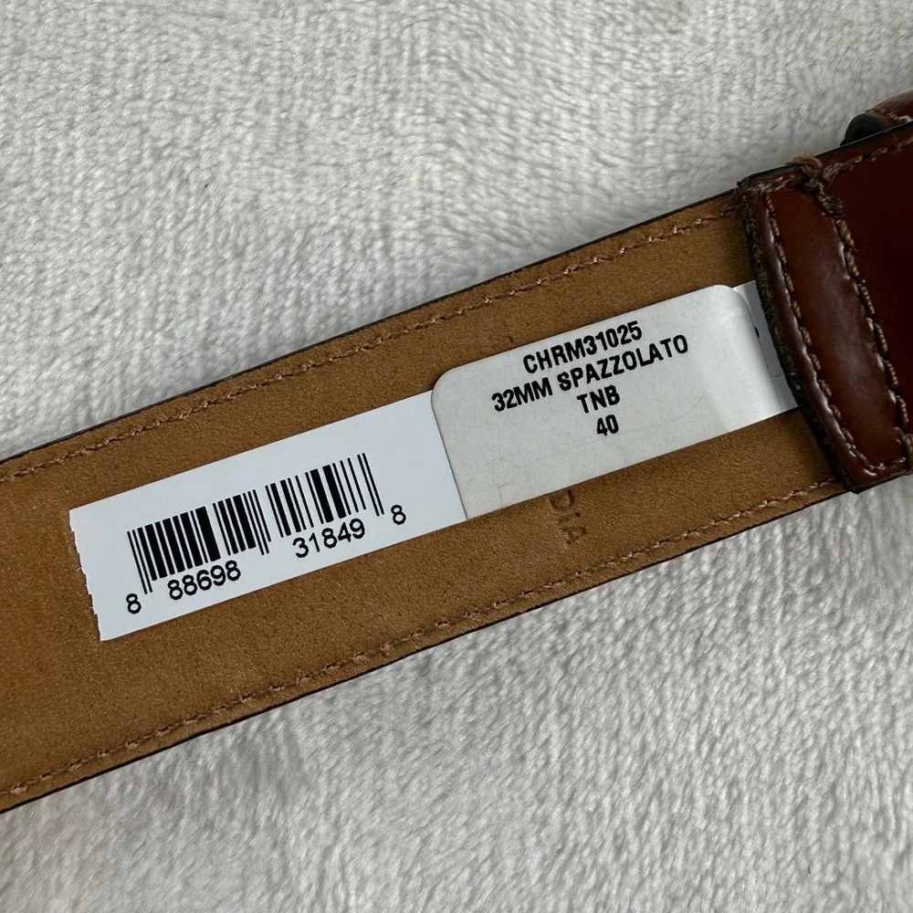 Cole Haan Leather Belt Mens 40 Brown Gold Buckle Preppy Business Dressy Polished